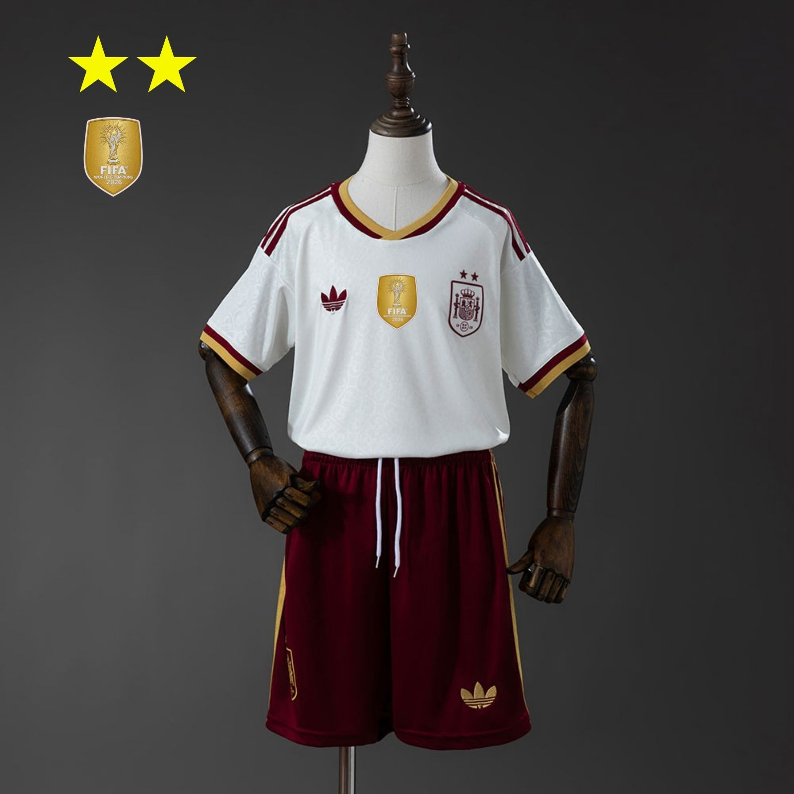Kit Kids Espanha 2026 Away Campeã do Mundo — Torcedor