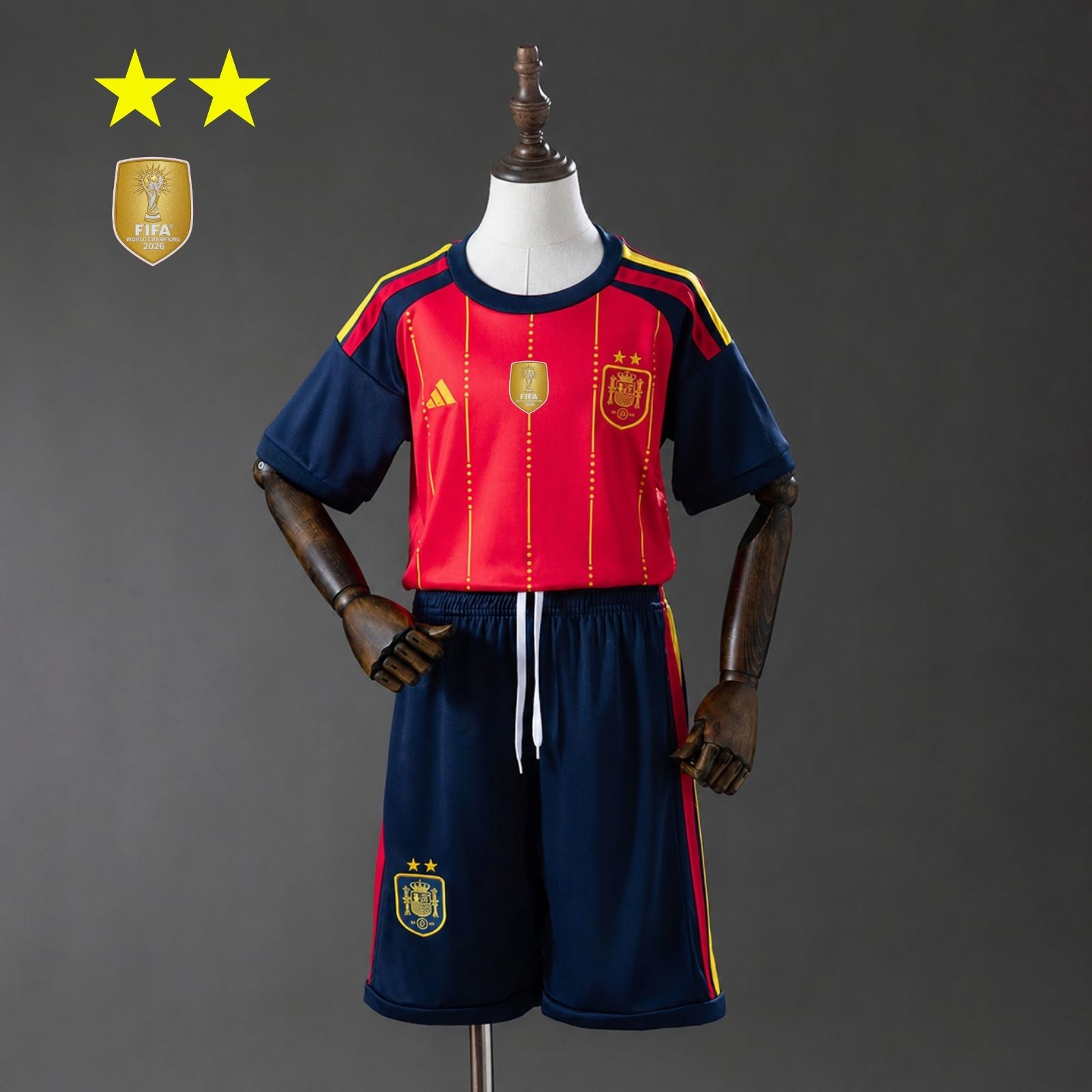 Kit Kids Espanha 2026 Home Campeã do Mundo — Torcedor