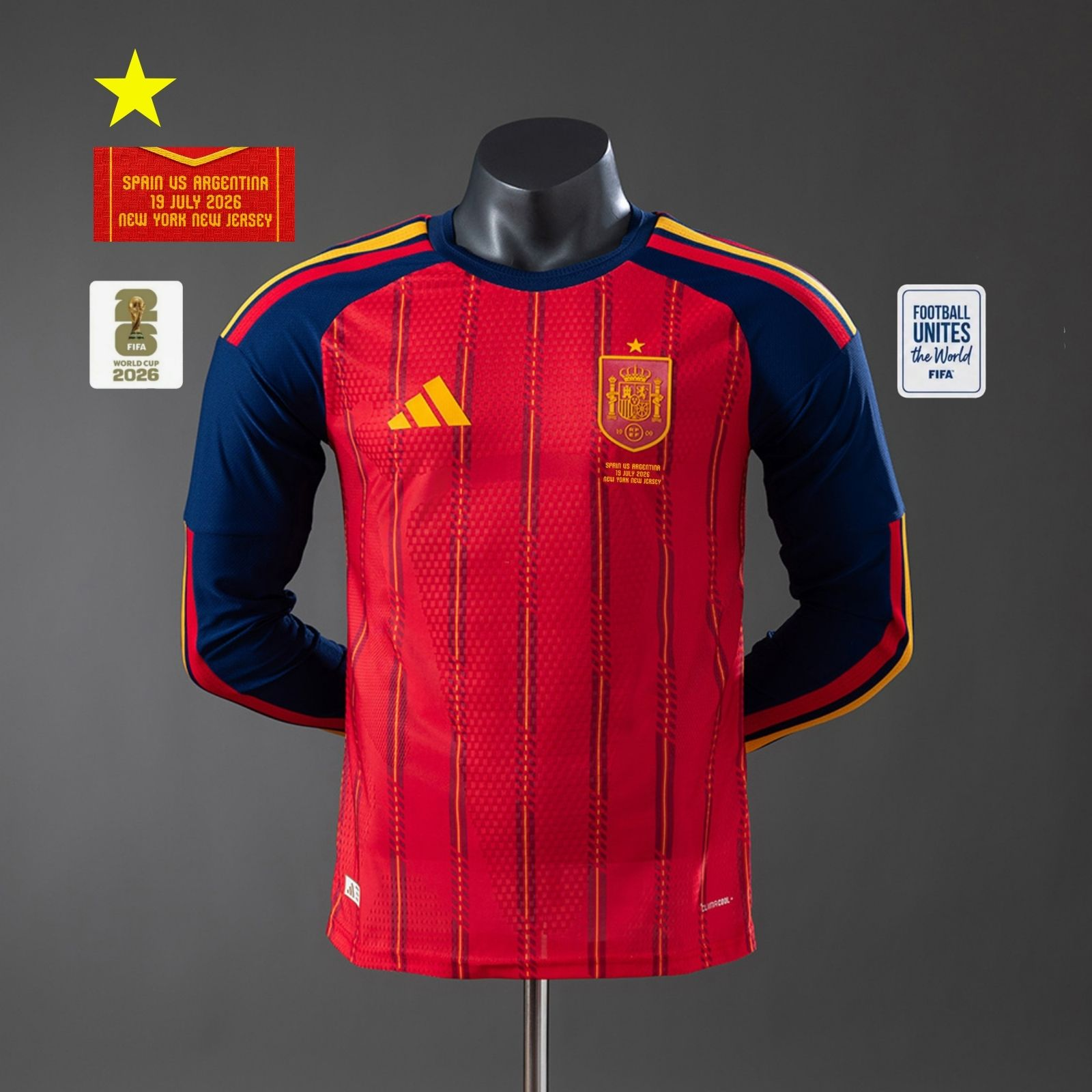 Camisa Espanha Manga Longa 2026 Home Final Copa — Jogador
