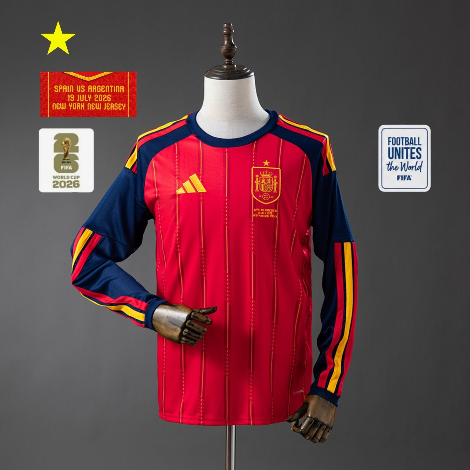 Camisa Espanha Manga Longa 2026 Home Final Copa — Torcedor